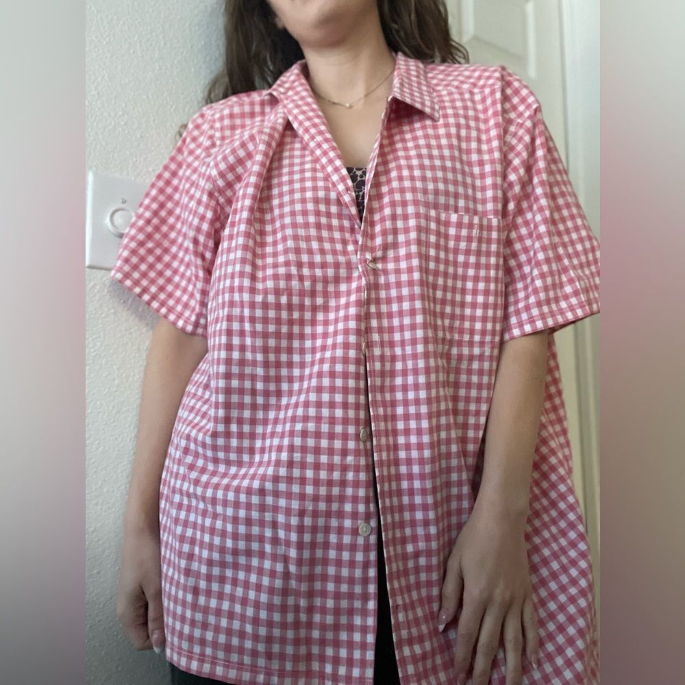 Vintage 90s Polo Ralph Lauren Pink Gingham‎ Button Down T Shirt Size XXL